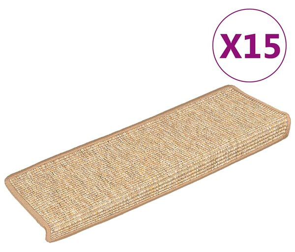 Schodové rohože 15 ks 65 x 21 x 4 cm světle hnědé s obdélníkovým okrajem 326910