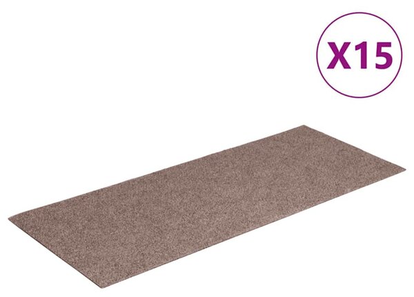 Schodové rohože samolepicí 15 ks 60 x 25 cm světle hnědé obdélníkové 326912