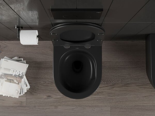 Mexen Carmen WC mísa Rimless Tornado se zpomalujícím sedátkem slim, duroplast, černá mat - 30881085T