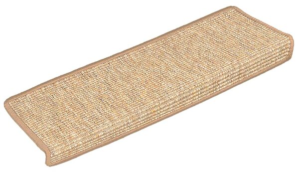 Schodové rohože 15 ks 65 x 21 x 4 cm světle hnědé s obdélníkovým okrajem 326910