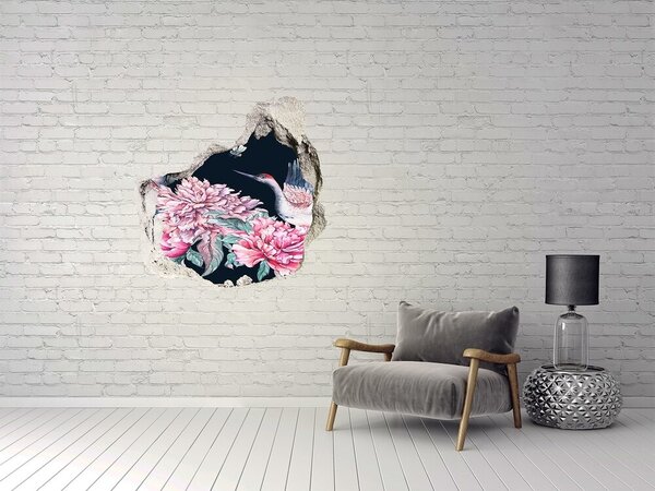 Díra 3D fototapeta nálepka Jeřábi a pivoňky nd-p-187303909