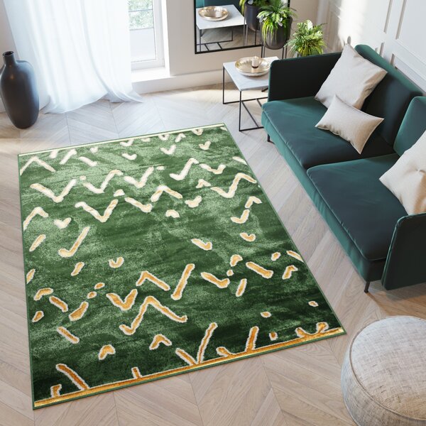 Makro Abra Kusový koberec TURMALIN MV27A Moderní zelený zlatý Rozměr: 80x150 cm