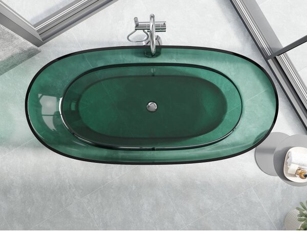 Mexen Pure teal volně stojící vana transparentní 170 x 80 cm, chromová zátka - 58071708011
