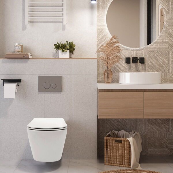 Sada závěsné WC mísy REA CARLO Flat Mini Rimless + závěsného Bidetu REA CARLO Mini