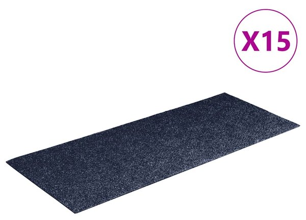 Schodové rohože samolepicí 15 ks 60 x 25 cm šedomodré obdélníkové 326917