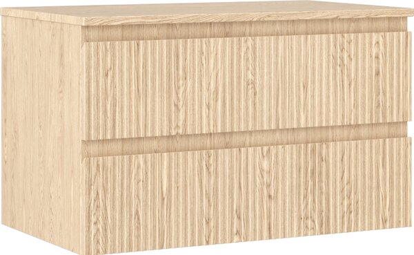 Mexen Rivel koupelnová skříňka pod umyvadlo 80 cm s deskou, 2 zásuvky, rýhovaná, dub - 91A20-08047-2-BFFC81