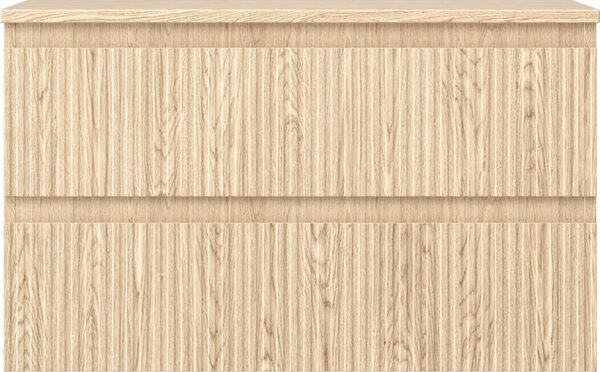 Mexen Rivel koupelnová skříňka pod umyvadlo 80 cm s deskou, 2 zásuvky, rýhovaná, dub - 91A20-08047-2-BFFC81