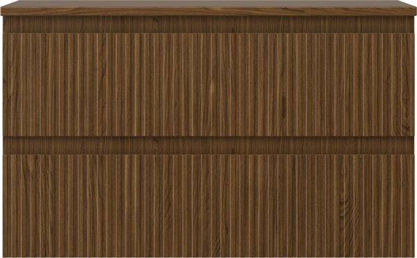 Mexen Rivel koupelnová skříňka pod umyvadlo 80 cm s deskou, 2 zásuvky, drážkovaná, ořech - 91A20-08047-2-BFFC86