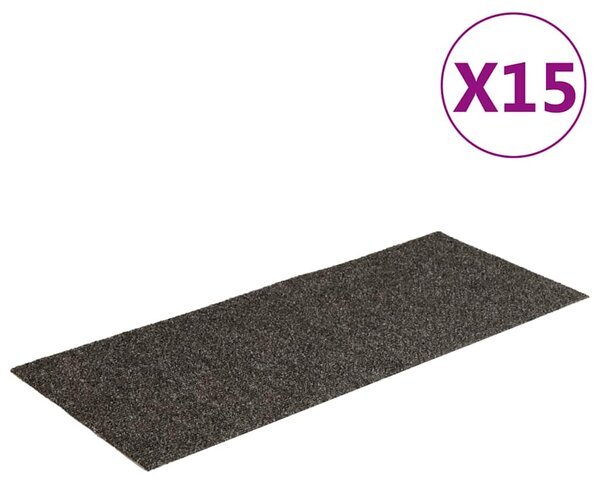 Schodové rohože samolepicí 15 ks 60 x 25 cm antracitové obdélníkové 326920