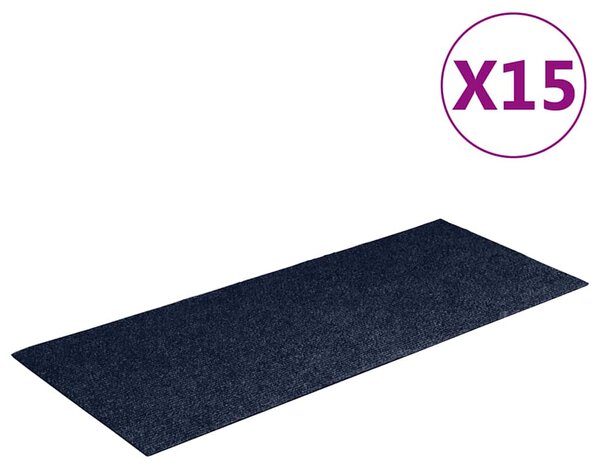 Schodové rohože samolepicí 15 ks 60 x 25 cm tmavě modré obdélníkové 326922