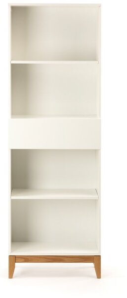 Bílá knihovna Woodman Blanco s dubovou podnoží 180 x 62 cm