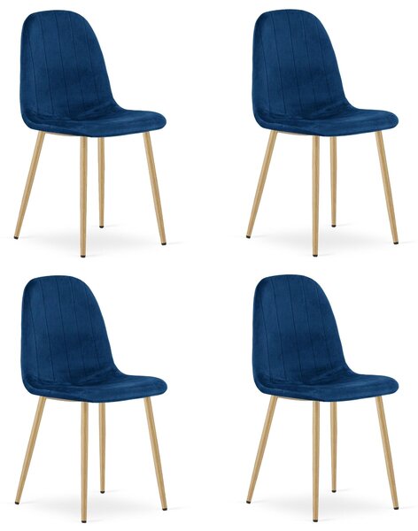 Židle – Leobert – Padva – tmavě modrý samet/dubové nohy – 44,5 × 53 × 87 cm – sada 4 ks