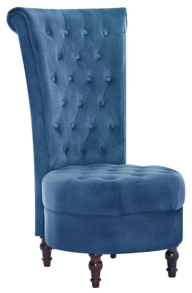 Židle s vysokým opěradlem modrá samet