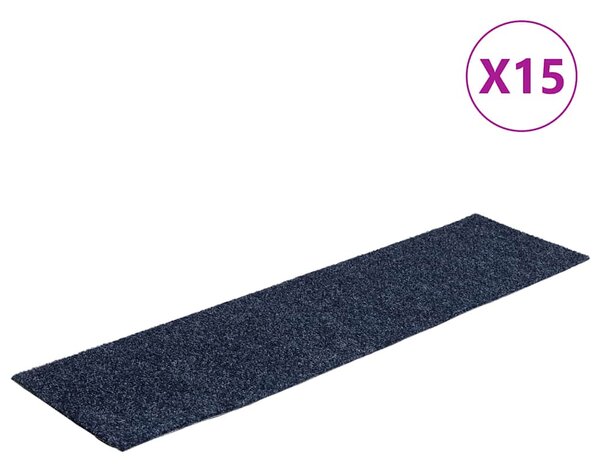 Schodové rohože samolepicí 15 ks 76 x 20 cm šedomodré obdélníkové 326929