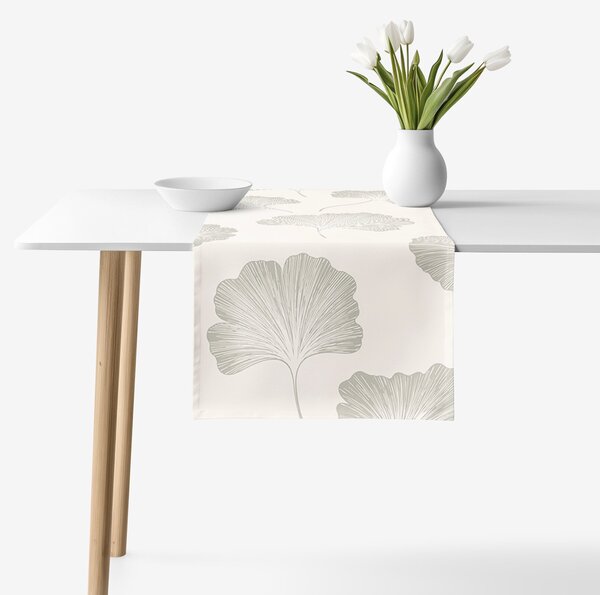 Goldea běhoun na stůl 100% bavlněné plátno - listy ginkgo 20x120 cm