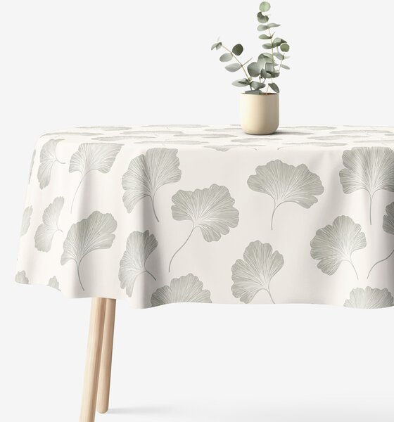 Goldea oválný ubrus 100% bavlněné plátno - minimalistické lístky ginkgo 140 x 240 cm