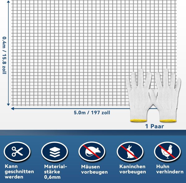 Drátěná síťka proti hlodavcům, 40 cm x 5 m - pozinkovaná, vhodná pro postele
