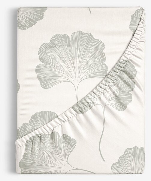 Goldea bavlněné napínací prostěradlo - minimalistické lístky ginkgo 80 x 160 cm