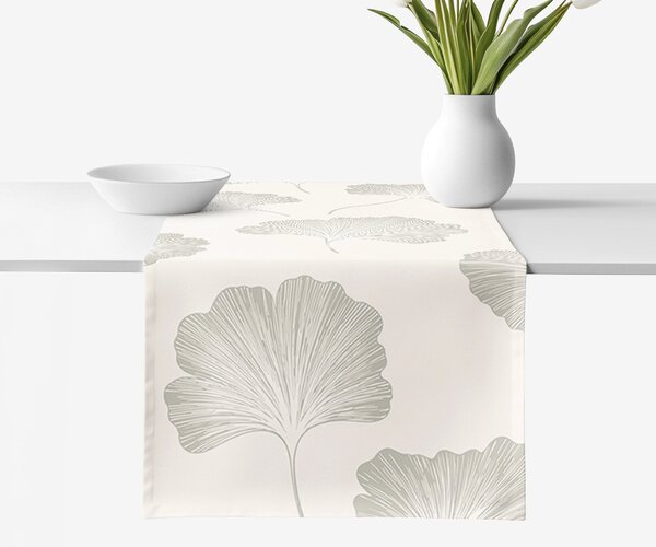 Goldea běhoun na stůl 100% bavlněné plátno - listy ginkgo 20x120 cm