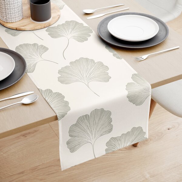 Goldea běhoun na stůl 100% bavlněné plátno - listy ginkgo 20x120 cm