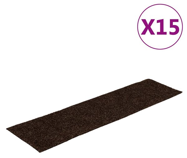 Schodové rohože samolepicí 15 ks 76 x 20 cm hnědé obdélníkové 326930