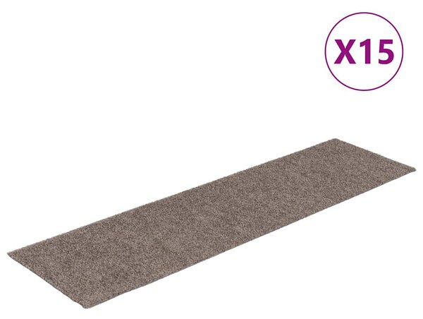 Schodové rohože samolepicí 15 ks 76 x 20 cm béžové obdélníkové 326933