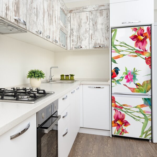 Nálepka fototapeta lednička Ptáci a květiny FridgeStick-70x190-f-119482221