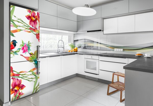 Nálepka fototapeta lednička Ptáci a květiny FridgeStick-70x190-f-119482221