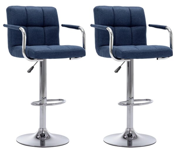 Barové židle 2 ks modré textil