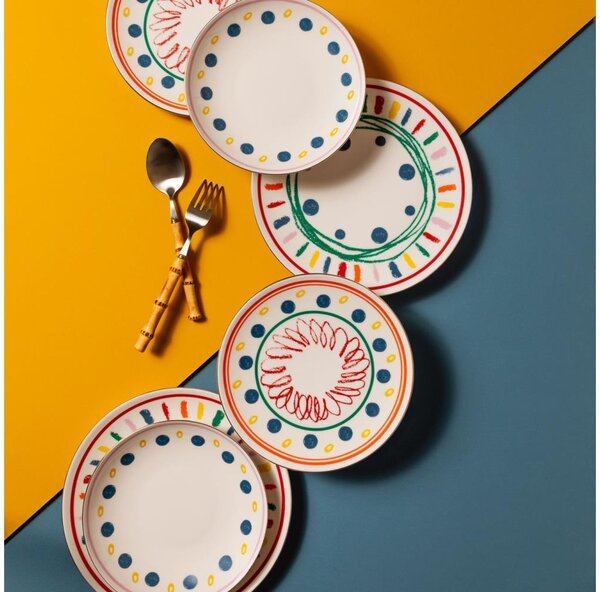 Jídelní sada 24 ks pestrobarevná/porcelán