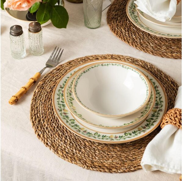 Jídelní sada 24 ks krémová/béžová/zelená/porcelán