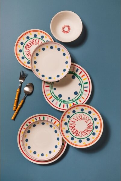 Jídelní sada 24 ks pestrobarevná/porcelán