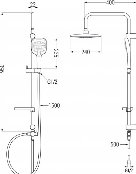 Mexen X17 sprchový sloup, černý - 798171791-70