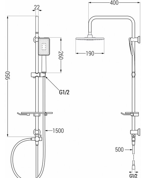 Mexen T54 sloupová sprcha, černá/chrom - 798545493-71