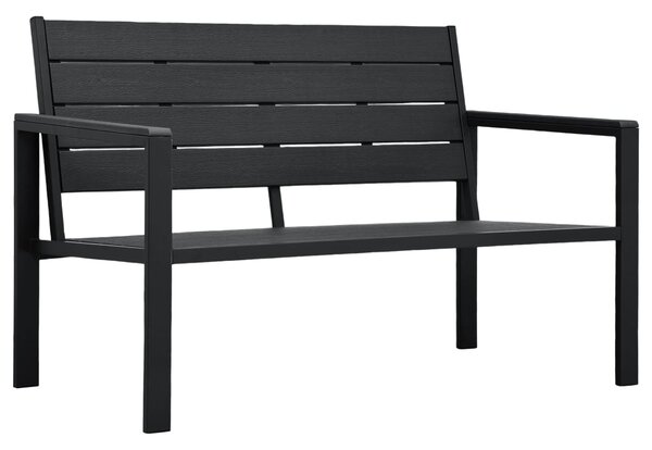 Zahradní lavice 120 cm HDPE černá dřevěný vzhled
