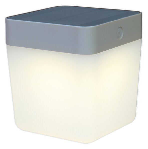 LUTEC Solární venkovní LED stolní lampička TABLE CUBE, 1W, teplá bílá, IP44, stříbrná 6908001337