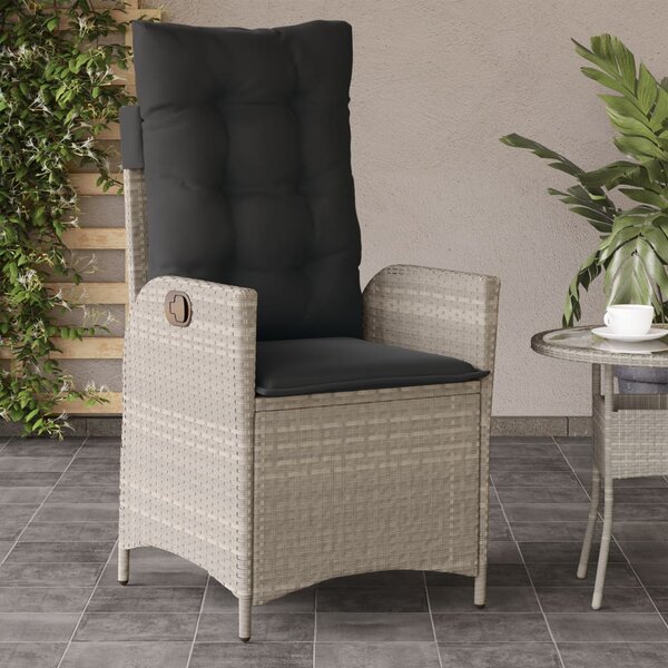 Polohovací zahradní křeslo s poduškami světle šedé polyratan