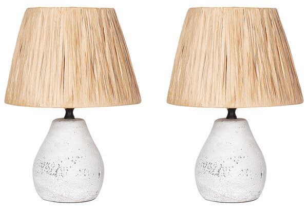 Sada 2 stolních lamp ARWADITO Keramika Krémově bílá