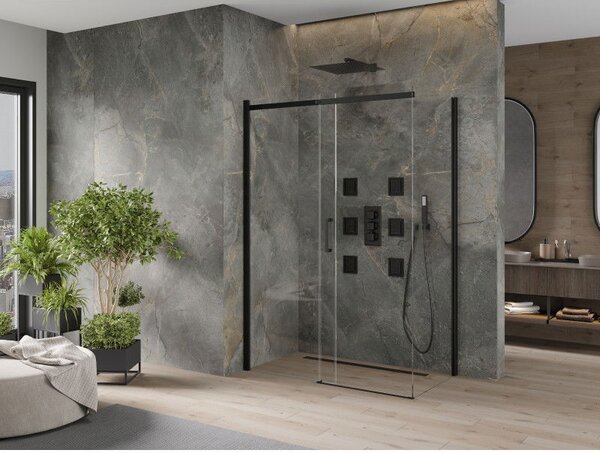Mexen Omega posuvný sprchový kout 130 x 70 cm, transparentní, černý - 825-130-070-70-00