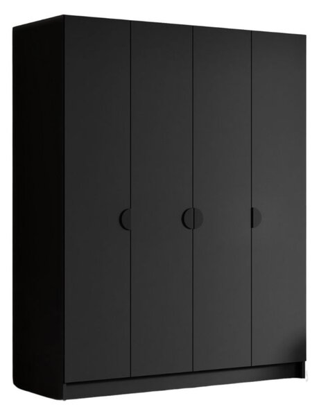Šatní skříň SANA 200 cm - černá/černé úchytky