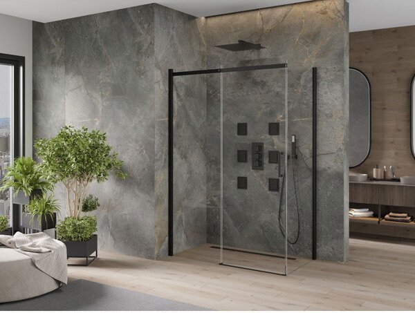 Mexen Omega posuvný sprchový kout 130 x 70 cm, transparentní, černý - 825-130-070-70-00