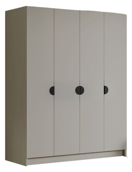 Šatní skříň SANA 200 cm - béžová/černé úchytky