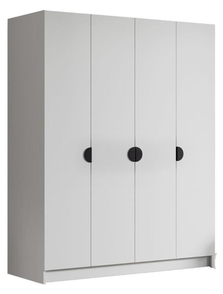 Šatní skříň SANA 200 cm - bílá/černé úchytky