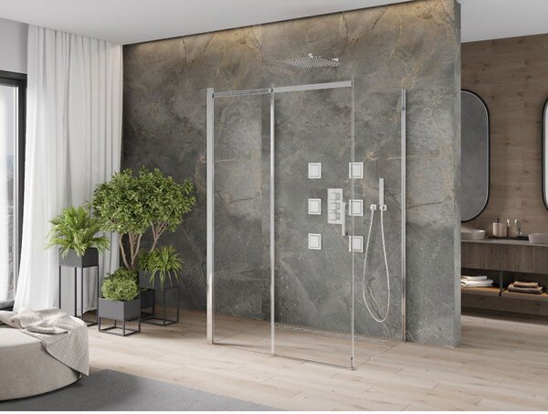 Mexen Omega-3S sprchový kout 3-stěnný, posuvný 100 x 80 cm, transparentní, chrom - 825-100-080-01-00-3S