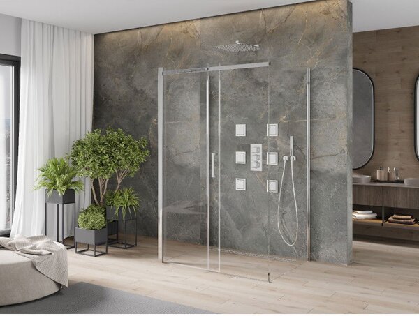 Mexen Omega-3S sprchový kout 3-stěnný, posuvný 100 x 80 cm, transparentní, chrom - 825-100-080-01-00-3S