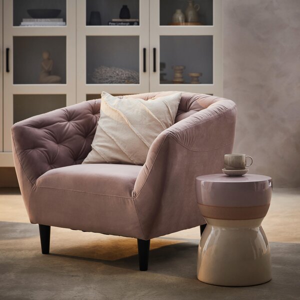 KŘESLO CHESTERFIELD, dřevo, textil, růžová Ambia Home - Křesla klasická