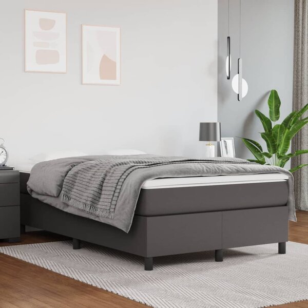 Box spring postel s matrací šedá 120x190 cm umělá kůže 3269701