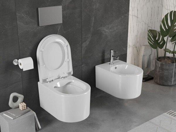 Mexen Sofia WC mísa Rimless s pomalu sklápějícím sedátkem tvrdá, duroplast, bílý lesk - 30540200