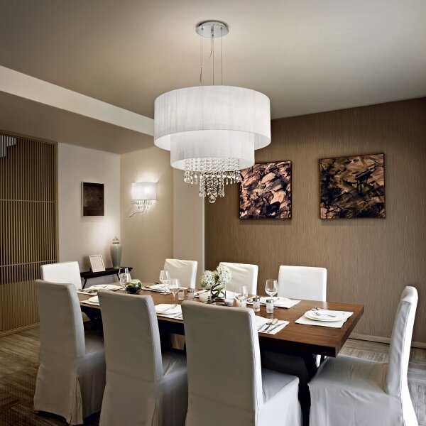 Ideal Lux - Křišťálový lustr na lanku OPERA 10xE27/60W/230V pr. 90 cm bílá
