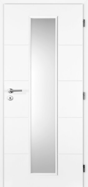 Interiérové dveře Doornite Quatro Linea - lak Doornite bílá mat, sklo matné, pravé "80", zámek pro BB, voština